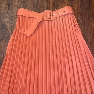 Belted Pleated Skirt